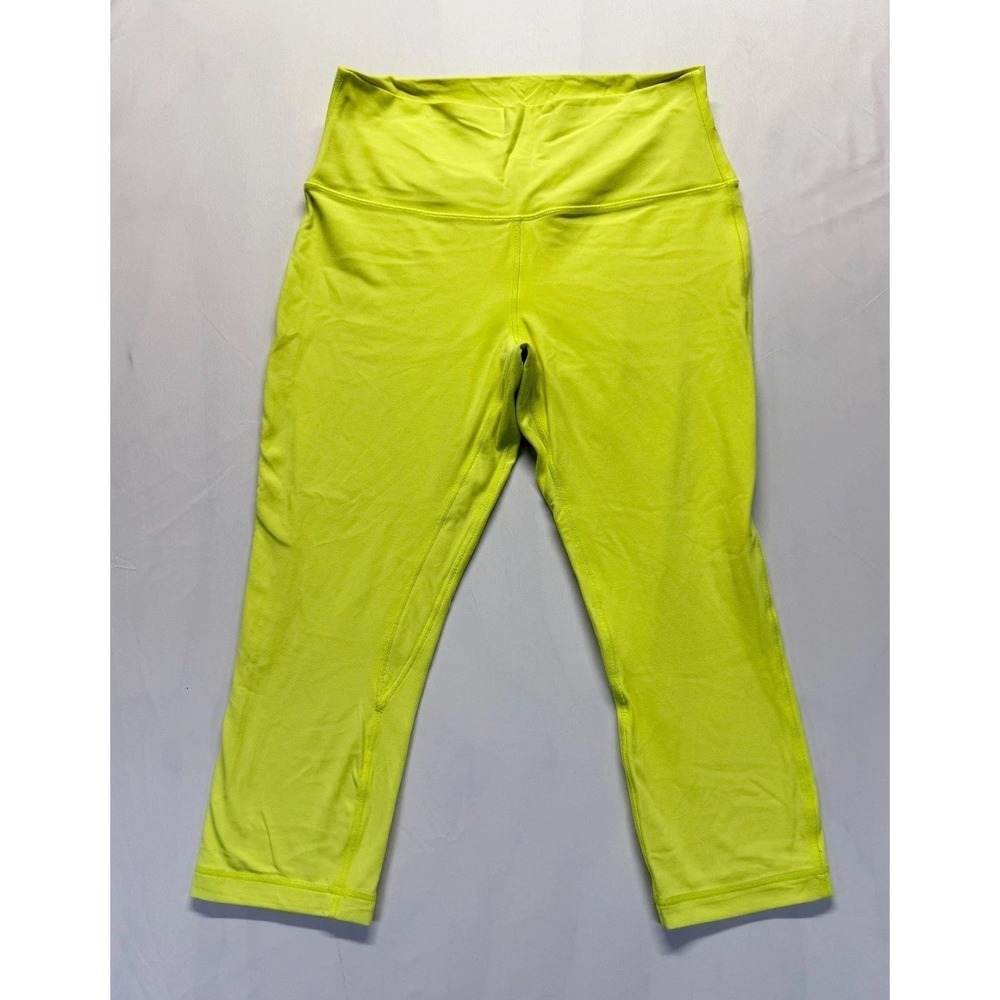 Lululemon Align High Rise Cropped Leggings Womens 12 Neon Yellow Yoga Athleisure - Picture 1 of 8